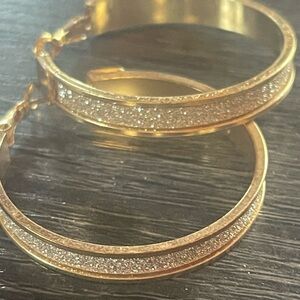 Gold-Toned Crystal Embellished Hoop Earrings
